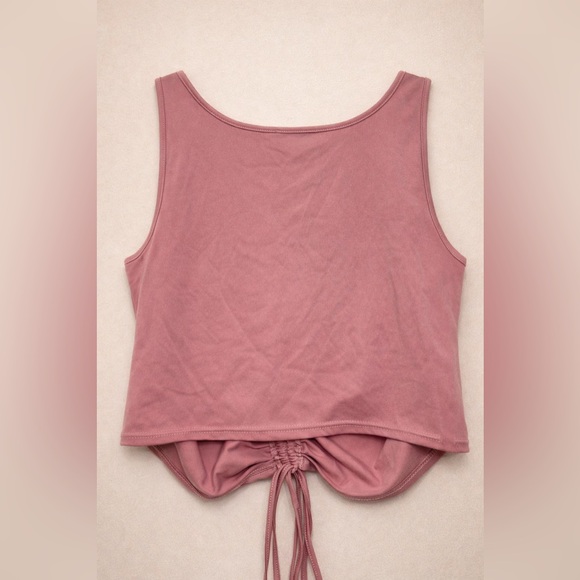 SHEIN Curve Pink Ruched Crop Tank Top XXL Drawstring Sleeveless Trendy - Picture 3 of 7